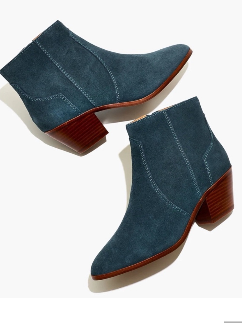 Madewell The Western Boot In Teal Blue Genuine Suede Women’s Size 7.5 NEW